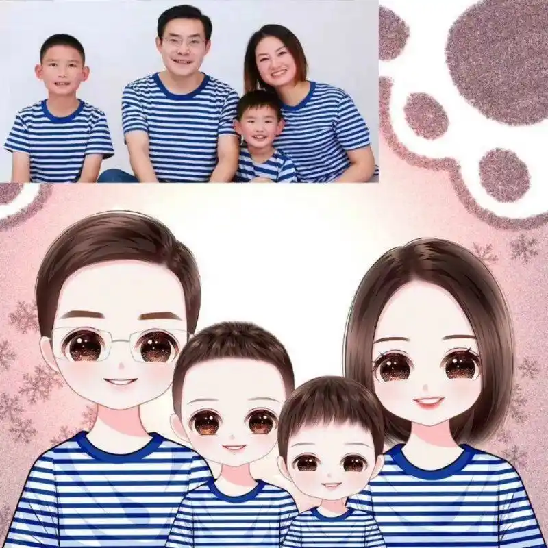 手绘头像卡通头像全家福一家四口一家三口 女生头像 男生头像 情侣