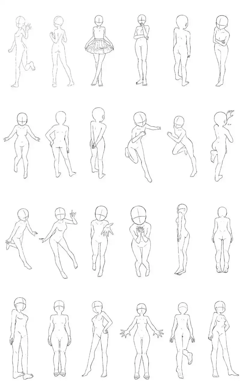 蹲坐趴弯躺人体姿势绘画参考!#创作灵感 #绘画素材 #板绘  - 抖音