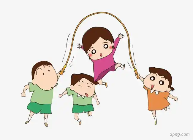 矢量跳绳的孩子png素材透明免抠图片-节日元素