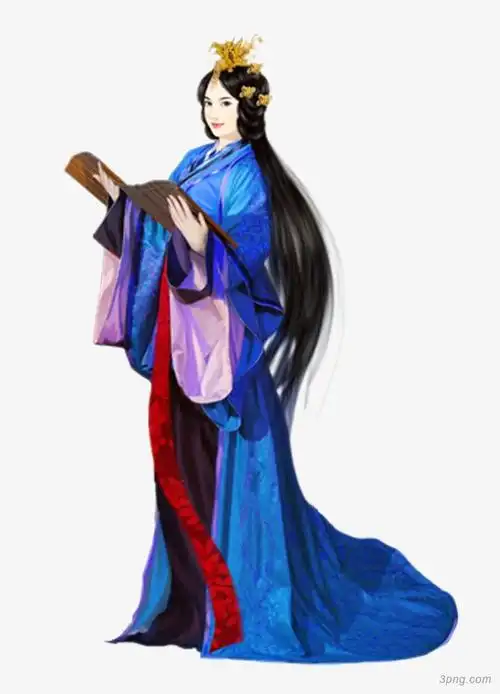 手绘古典美女png素材透明免抠图片-动植人物