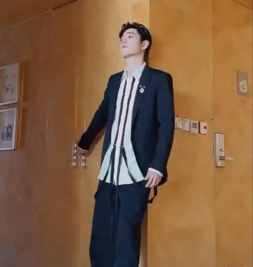 而且肖战这次的裤子也是宽松他拖地类型的,加上衬衣和西装整体上都是