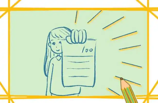 考试做试卷简笔画画