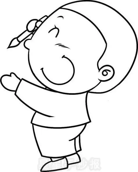 小男孩简笔画侧身