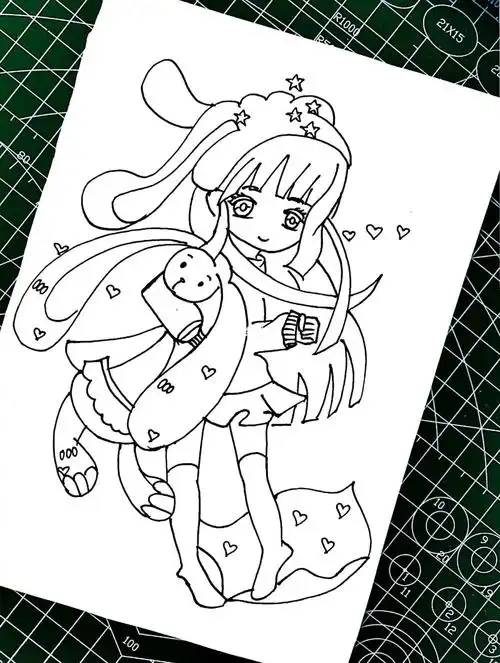 动漫人物q版人物女生动漫线稿