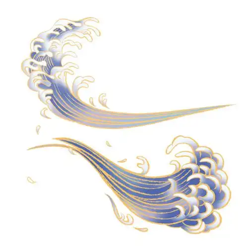 海浪纹中式纹样国潮插画元素