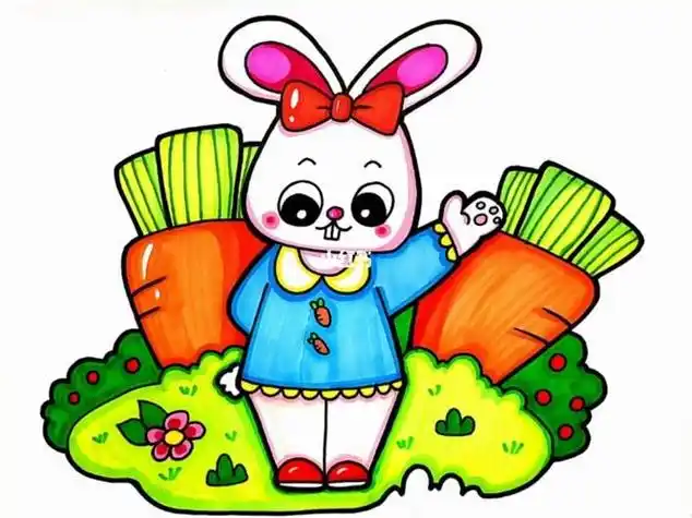 可爱的小白兔 简笔画 儿童画 卡通画简笔画儿童画插画教程绘画