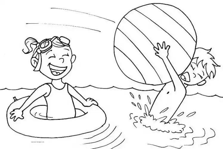 游泳简笔画儿童画游泳简笔画儿童画玩水的简笔画