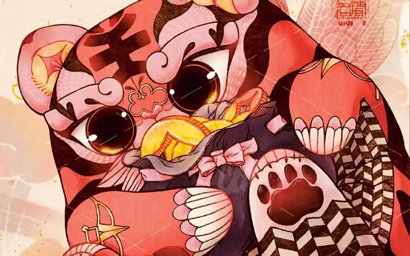 虎年插画壁纸福星高照小老虎