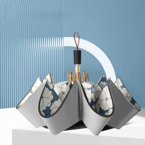 普乐复古双层太阳伞女折叠晴雨两用黑胶钛银遮阳伞雨伞9 钛银双层盛夏