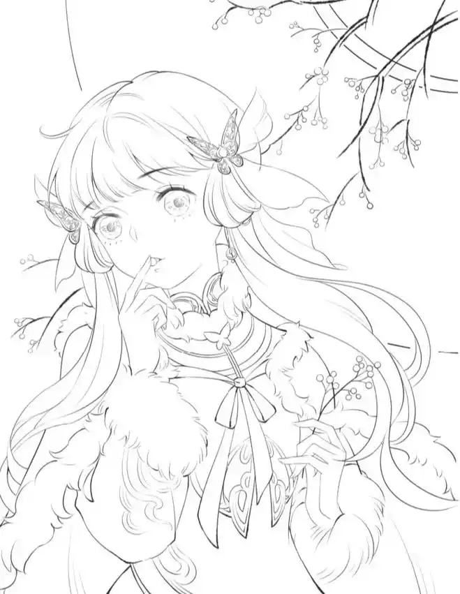 插画学习分享|古风人物手绘线稿.素材 《板绘线描技法 国风佳 - 抖音