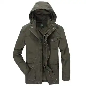 春秋款中老年人男士上衣外套多口袋兜连帽夹克户外大号码休闲 绿色 l