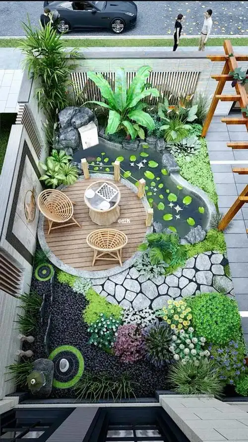 花园效果图别墅花庭院花园设计花园施工花园绿化养护