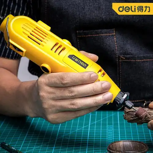 得力电磨机小型手持打磨机电动雕刻切割工具木雕电磨