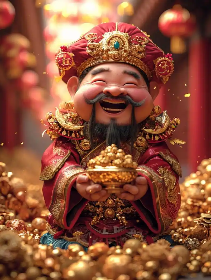 财神爷驾到,八方来财,财源滚滚,福气满满,愿2024年好运连连!