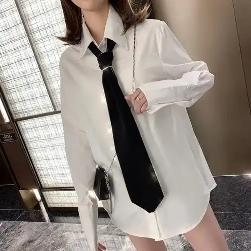 someothers新款十七岁白衬衫领带女日系帅气早春女上衣chic慵懒风