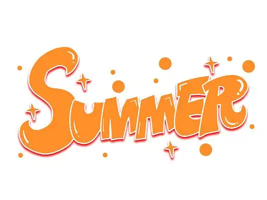 黄色卡通summer艺术字夏天英文