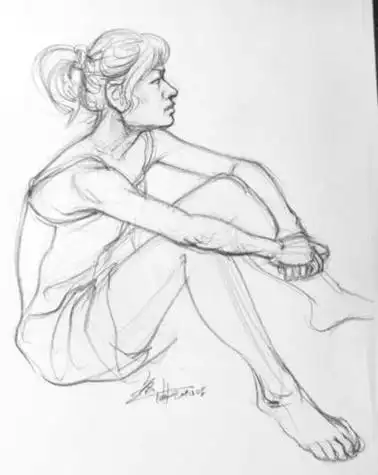 线面结合简笔画人物坐