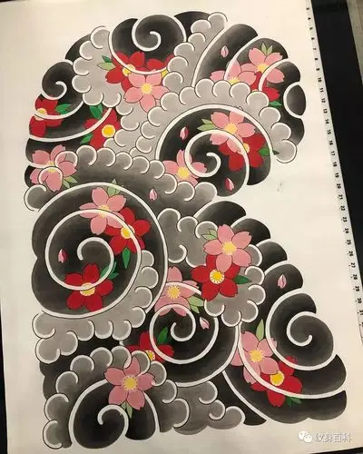 浪花纹身手稿欣赏