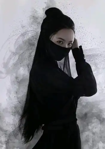 一身黑衣手持宝剑.这样英姿飒爽的小姐姐你爱了吗!