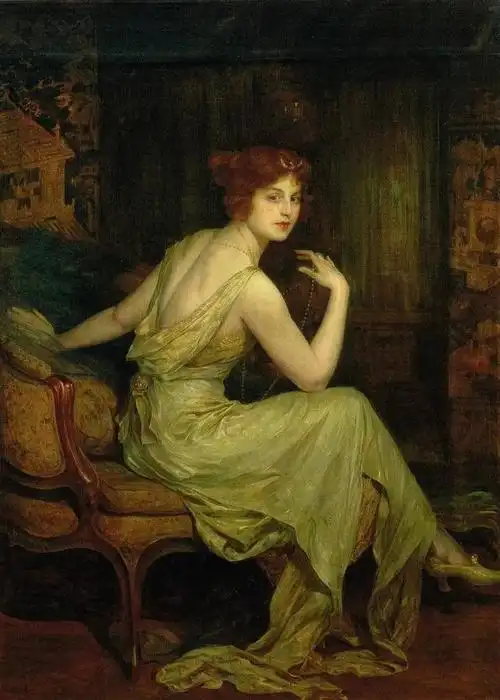 欧洲油画欣赏《 古典浪漫的宫廷贵族女子》