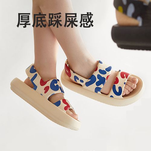 白色凉鞋女款夏季平底运动外穿厚底防滑踩屎感海边沙滩凉鞋一脚蹬