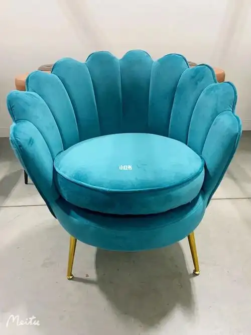 皇冠贝壳单人沙发海蓝色非常漂亮