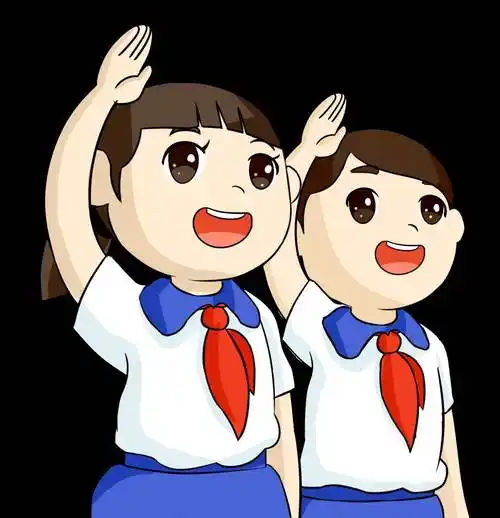 手绘卡通简约少先队员敬礼红旗免扣图片素材简约免抠.