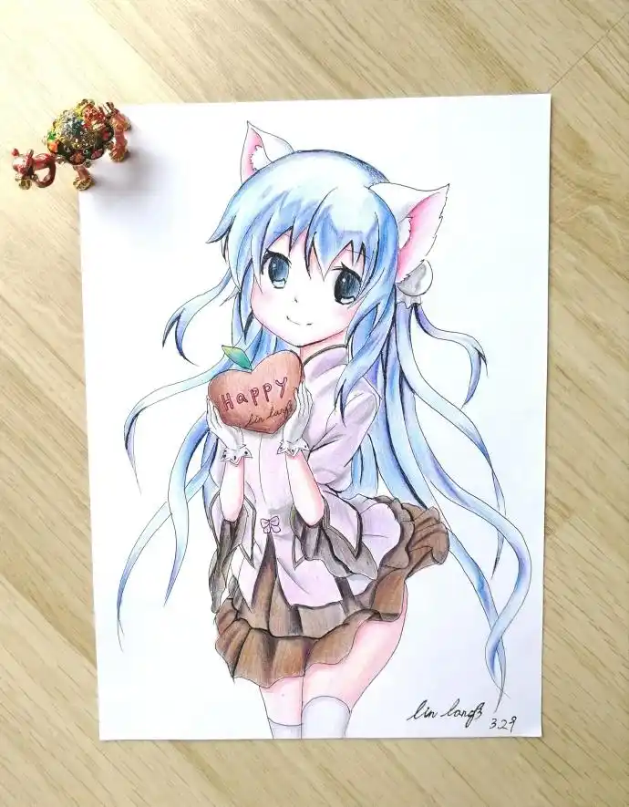 适合新手临摹的彩铅画,q版动漫人物彩铅画