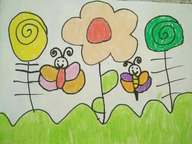 五岁,从画面上不难看出孩子内心的纯净,简单的花朵,鲜艳而高纯度的