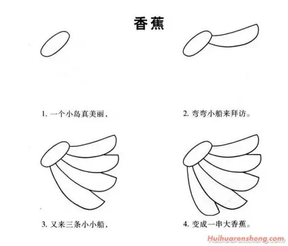 香蕉简笔画分步骤画法非常简单的幼儿简笔画香蕉图片