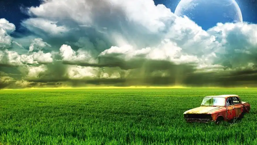 农场老车月亮云-高品质高清壁纸 - 1920x1080 壁纸 下载