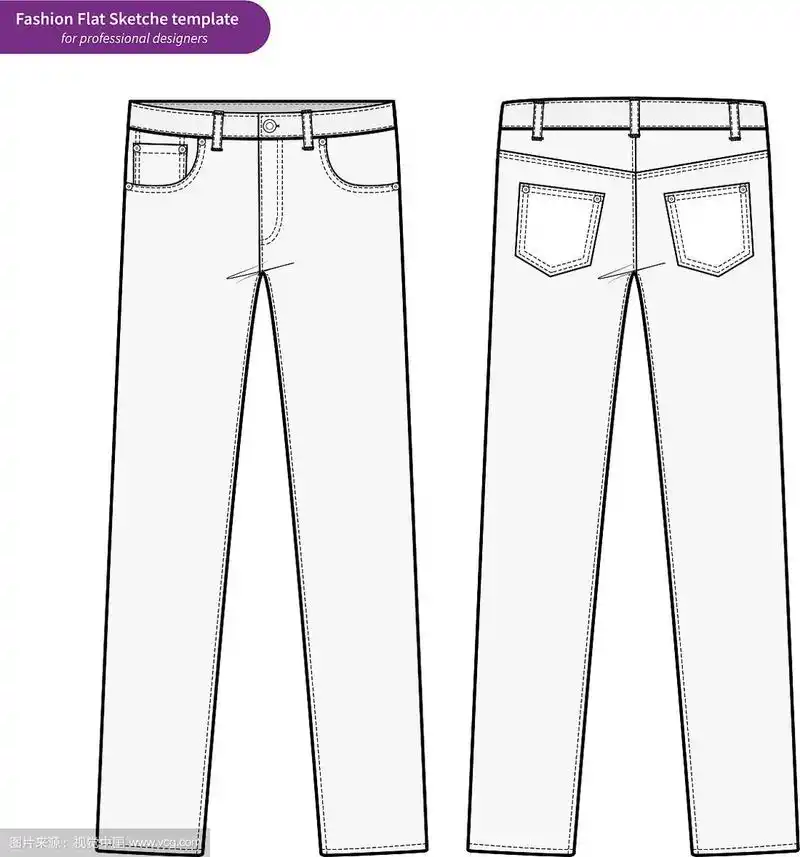 裤子牛仔裤时尚平整技术图纸