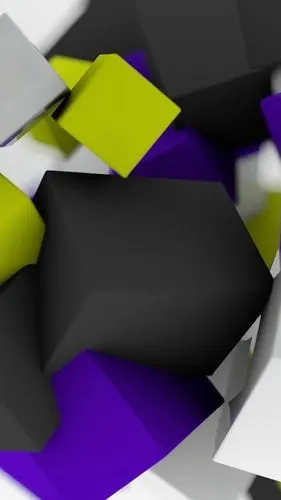 漂浮3d彩色立方体手机锁屏壁纸
