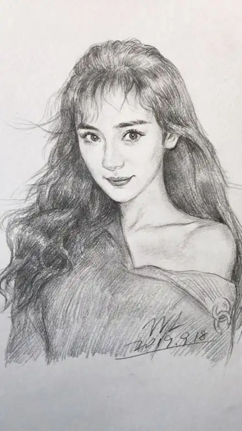 铅笔速写杨幂 喜欢画画的有多少