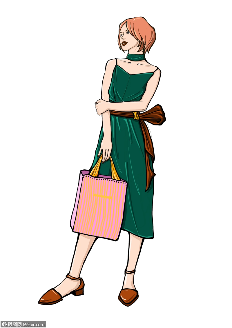 卡通少女每日穿搭素材