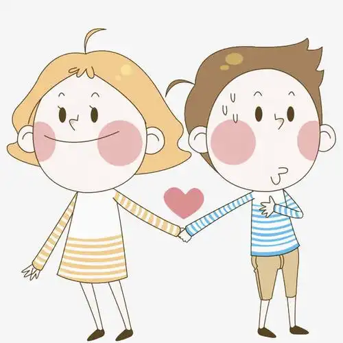 卡通牵手的情侣免抠图