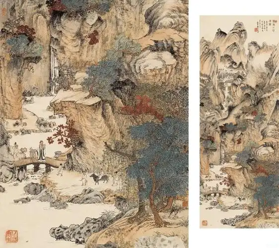 程十发葛稚川移居图立轴