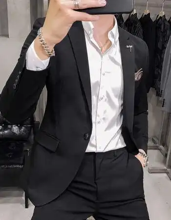 高品质修身大码休闲西装男套装韩版潮流男士小西服外套帅气新郎结婚