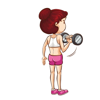 矢量卡通女孩健身哑铃插画