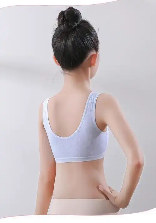青春期少女内衣女童背心儿童发育期文胸中小学生防凸点件装白色蓝色
