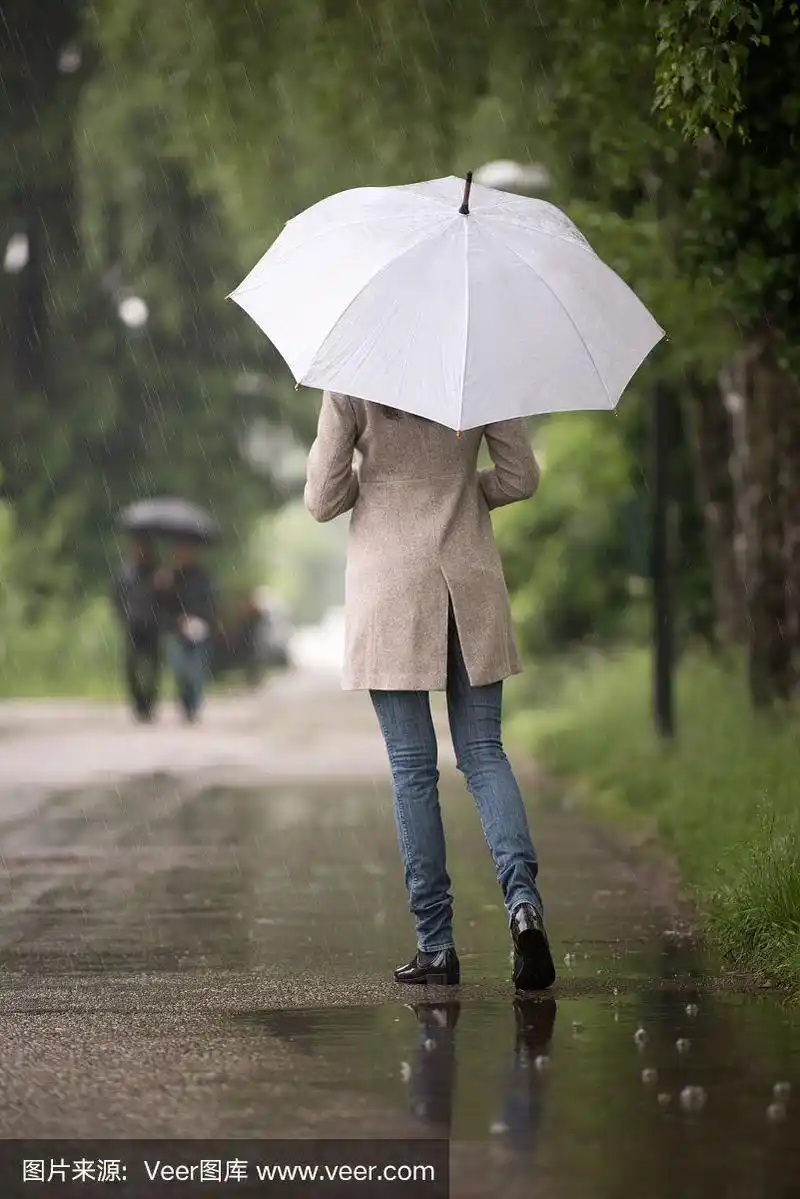 雨中伞下的美女