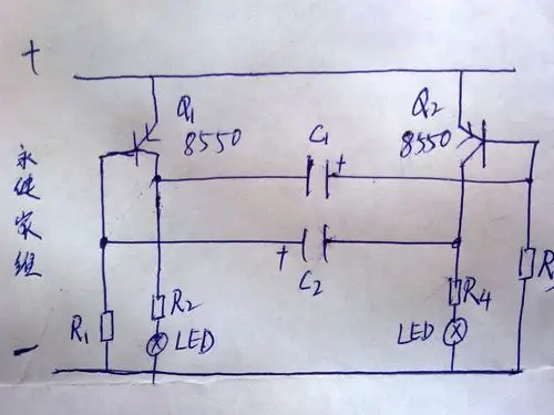 led二极管电子小制作,请大虾帮忙画个电路图3v的.