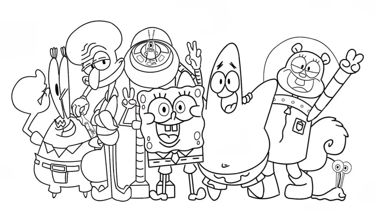 有一处小亮点你能发现吗 #海绵宝宝全家福 #海绵宝宝简笔画 - 抖音