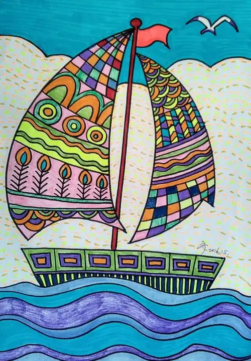 美画室—2017(暑假)创意水彩画工作室(第十六期):《帆船》