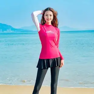 2022新韩国潜水服女分体防晒速干长袖游泳衣浮潜服冲浪水母衣套装