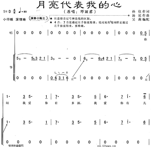 月亮代表我的心古筝谱