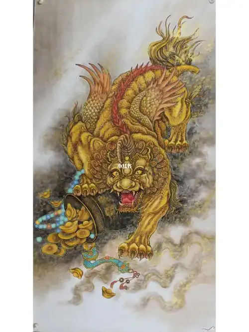 手绘貔貅献瑞图,八方来财只进不出#招财貔貅  #手绘  #国画 #貔貅