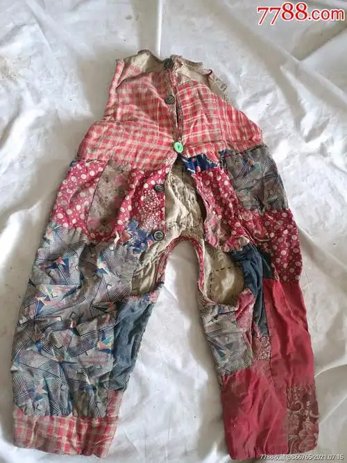 怀旧民国老手工补丁拼接百家布儿童棉布裤