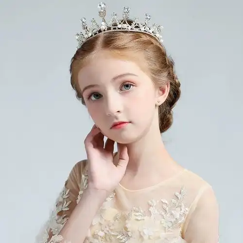 金色儿童皇冠公主女童生日公主裙礼服头饰水晶王冠饰品表演服配饰
