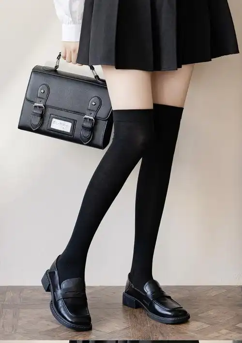 中筒袜子女士jk网红款过膝冬天纯棉高筒小腿袜黑秋冬季长筒ins潮 3白